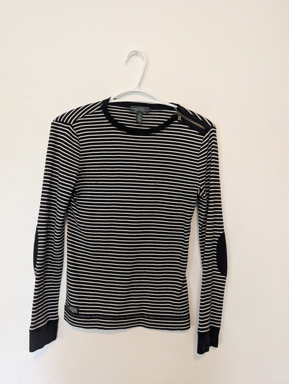 Ralph Lauren Y2K Striped 100% Cotton Knit Top Preppy Nautical, Breton Sailor XS